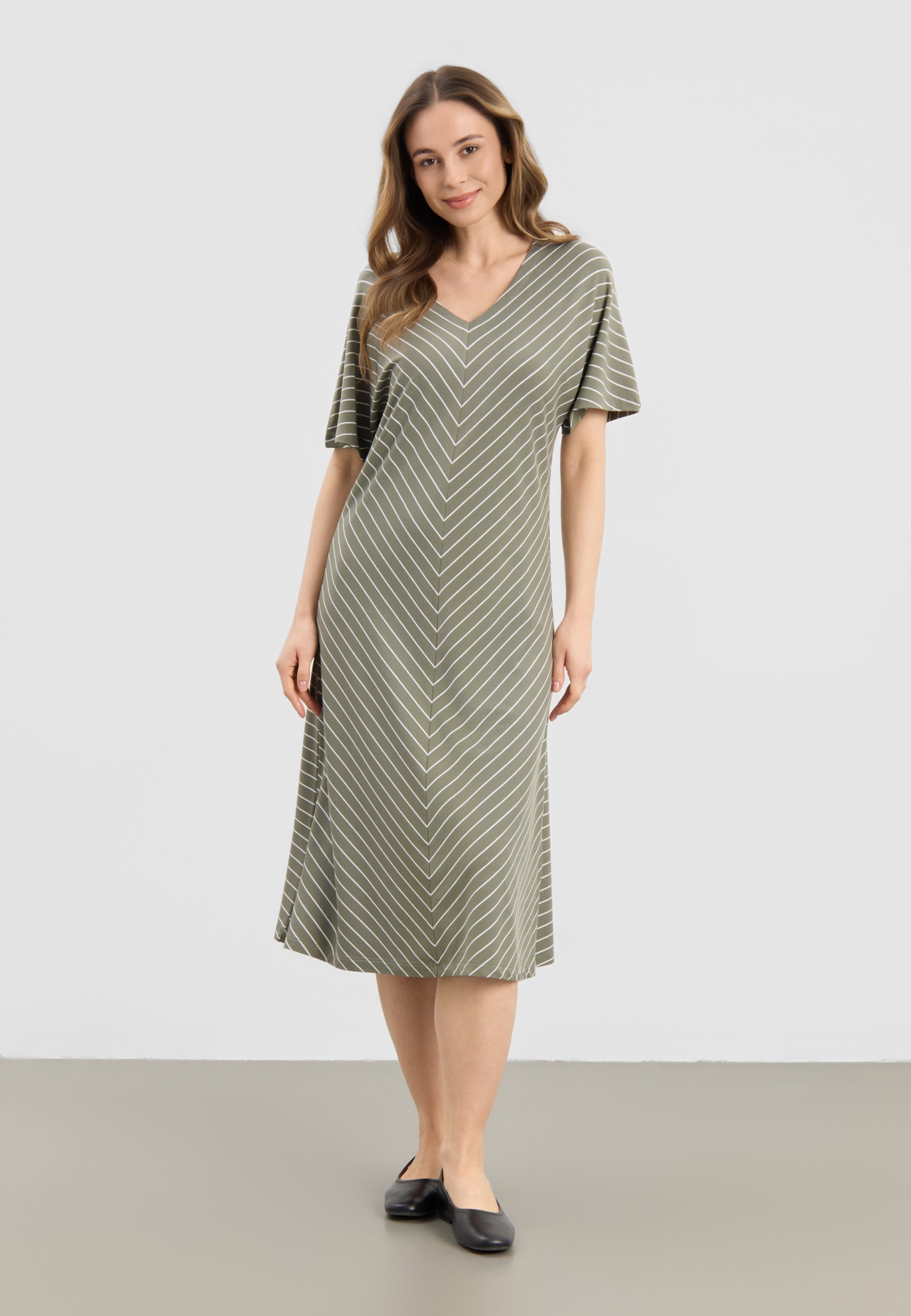 LAURIE Ingrid Dress SS Dresses 55222 Khaki stripe