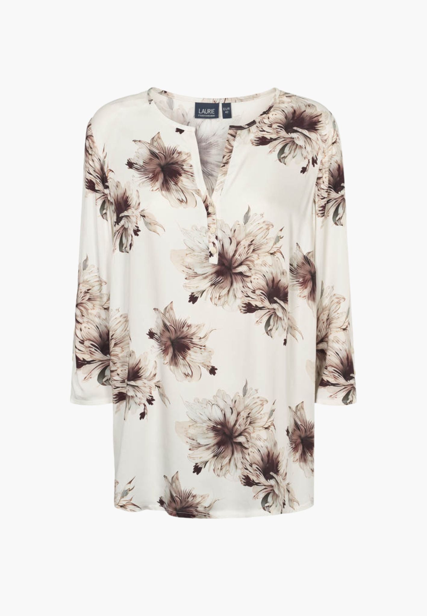 LAURIE Ritz Tunic - 3/4 Sleeves Relaxed 68013 Bloom Plum Print