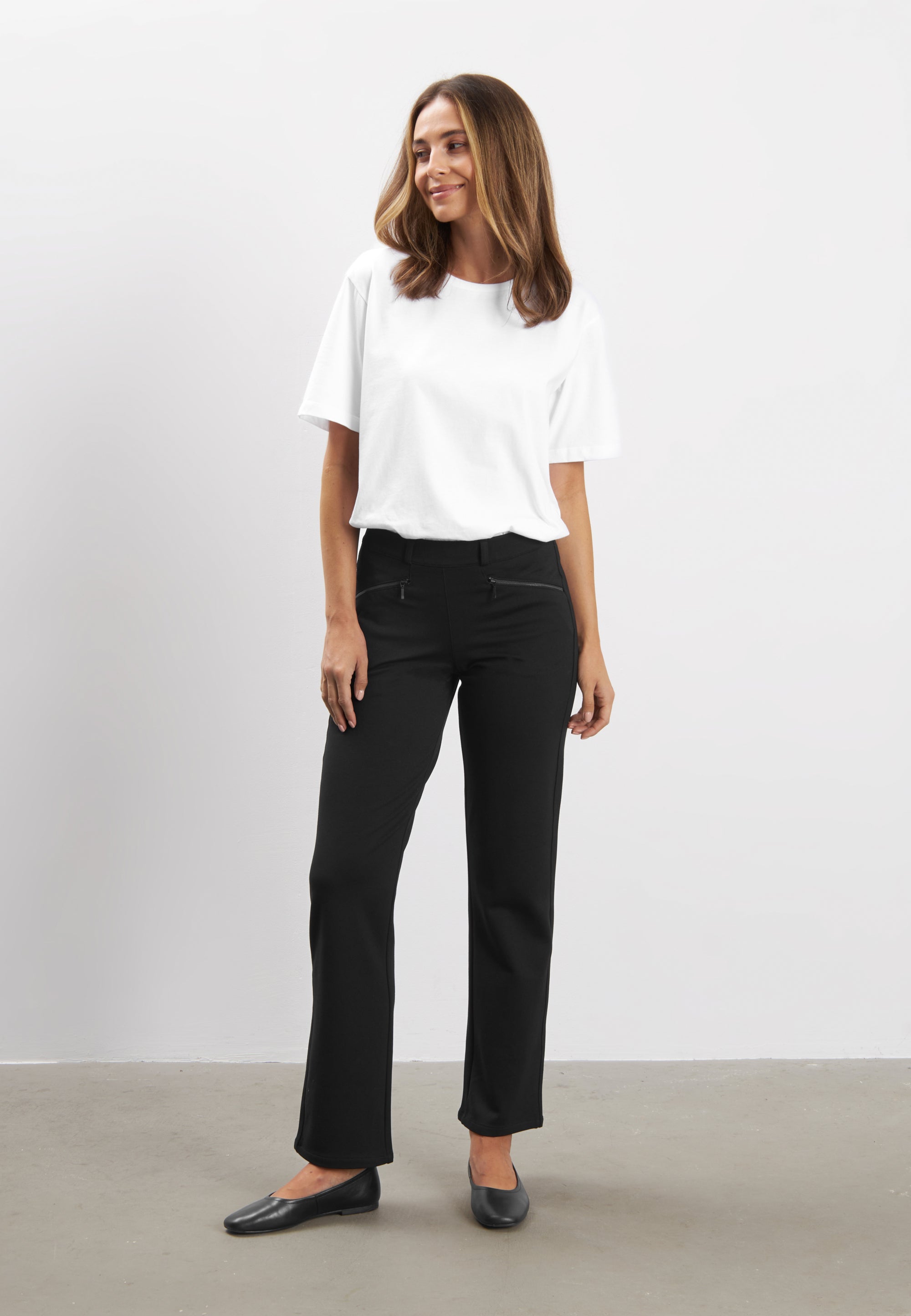 LAURIE Ruby Straight - Short Length Trousers STRAIGHT 99143 Black brushed