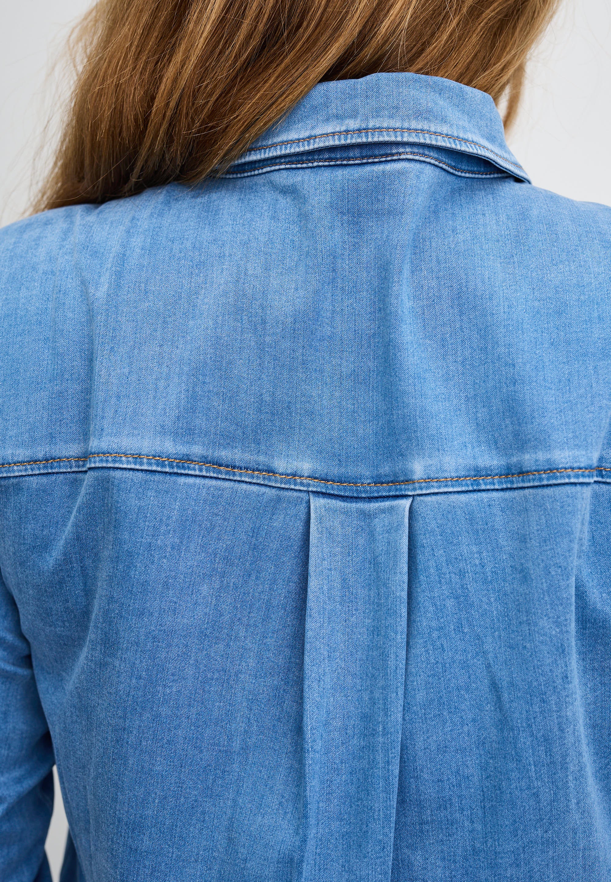 LAURIE Vitta Denim Shirt - Long Sleeve Shirts 44399 Washed Blue Denim