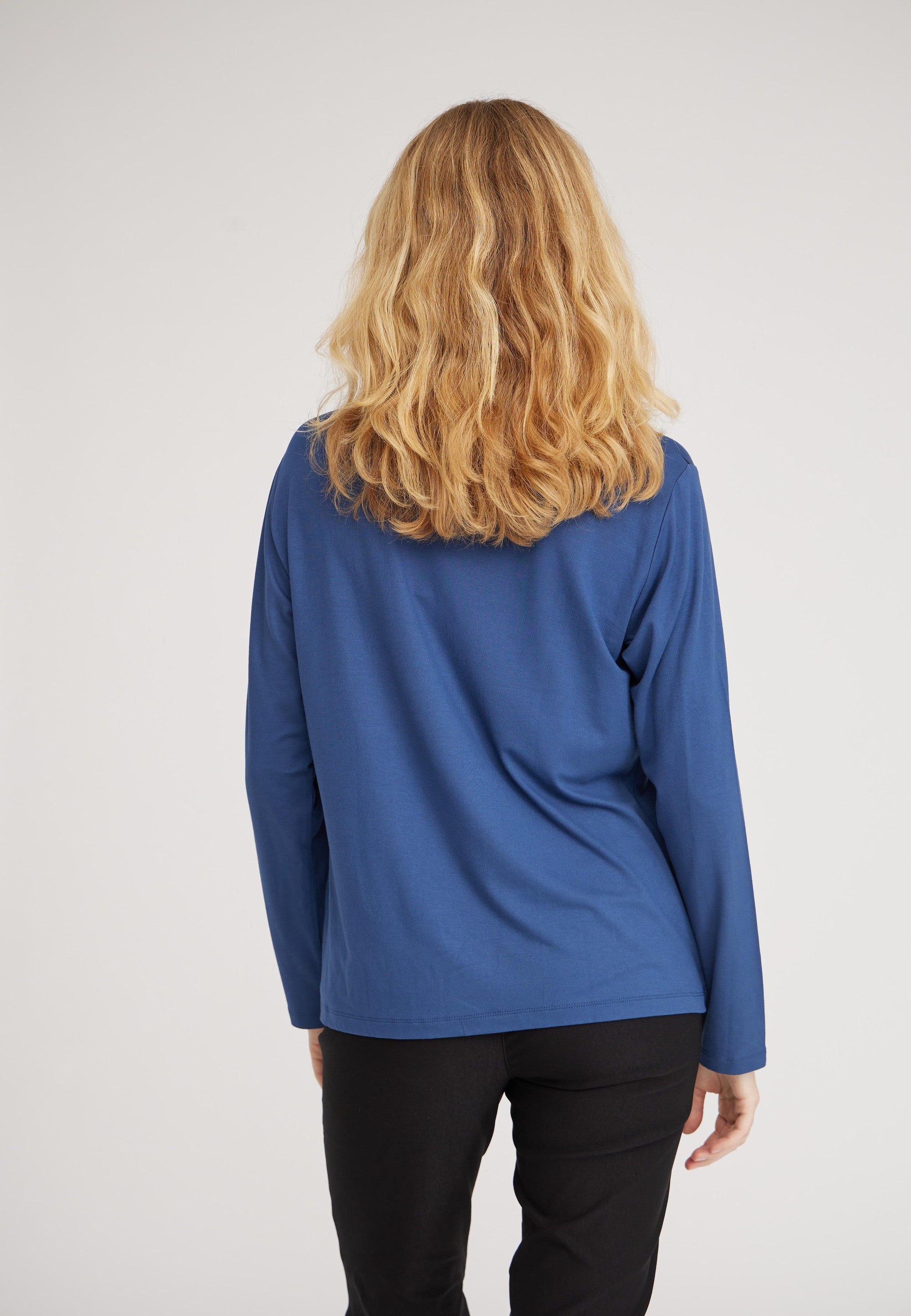 LAURIE Amanda Argyle Jersey Blouse Blouses 47099 Nordic Blue Black Print
