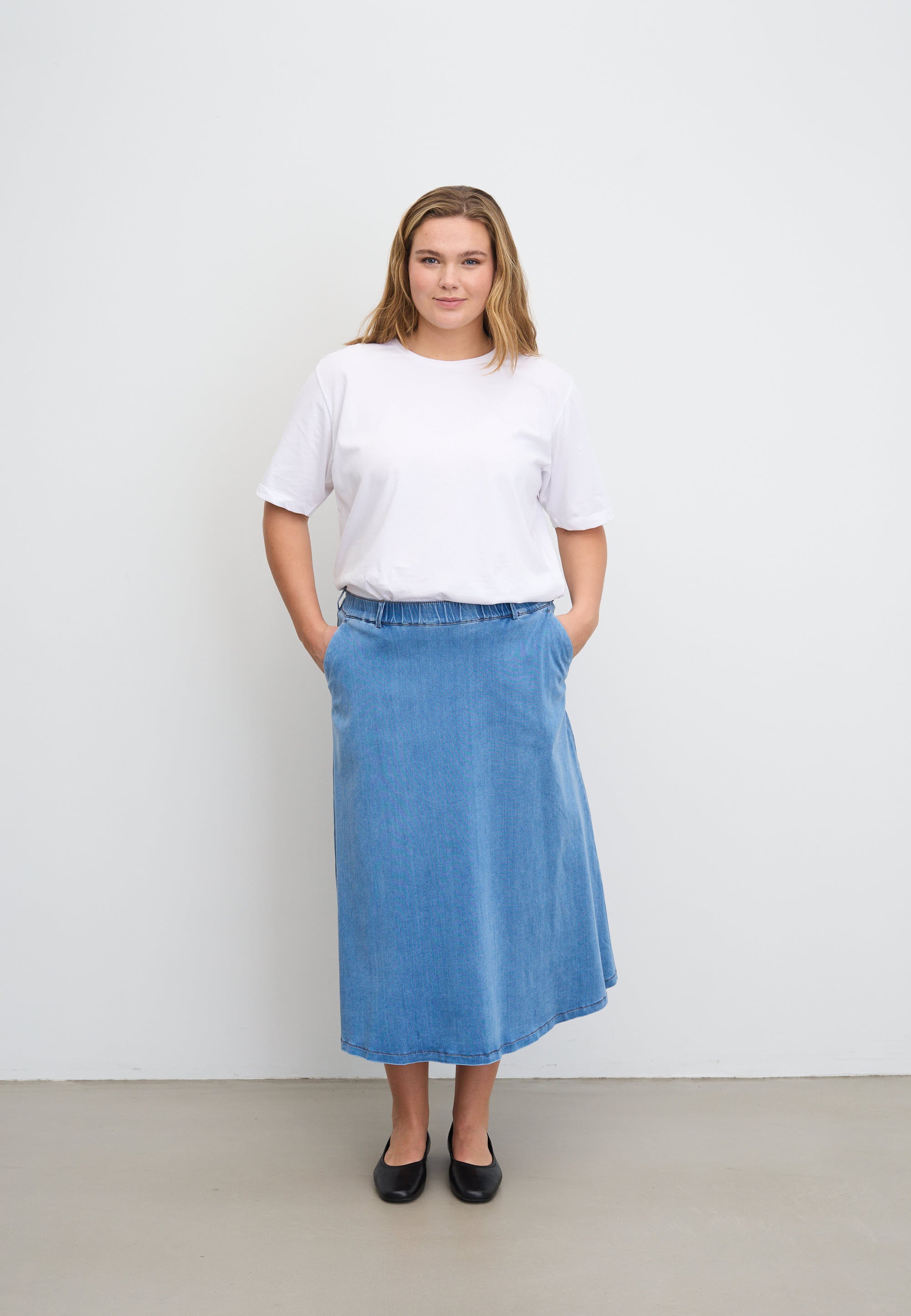 LAURIE  Asta Skirt - 80 cm Skirts 44399 Washed Blue Denim
