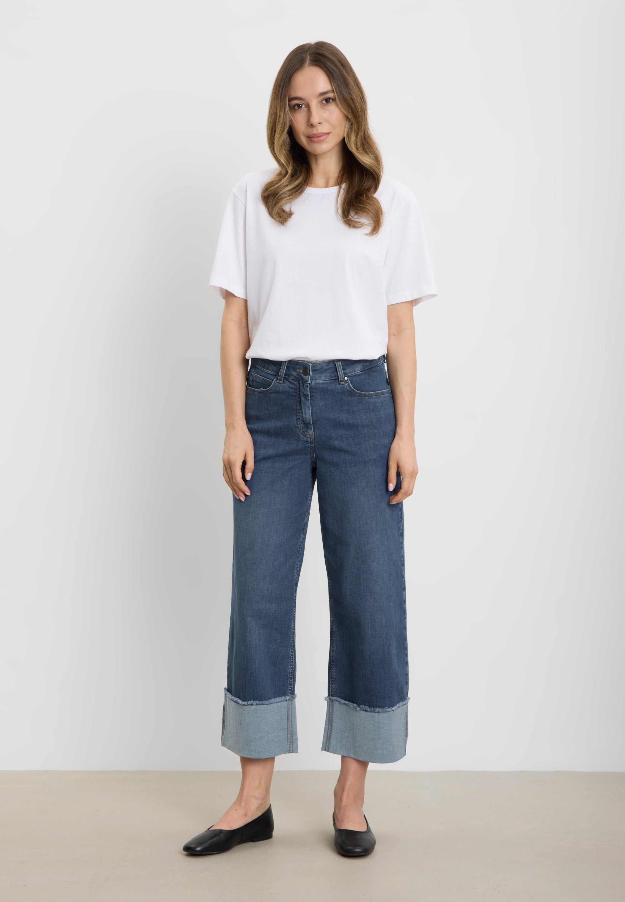 LAURIE Carol Turn-up Loose Crop Loose 49399 Washed Blue Denim