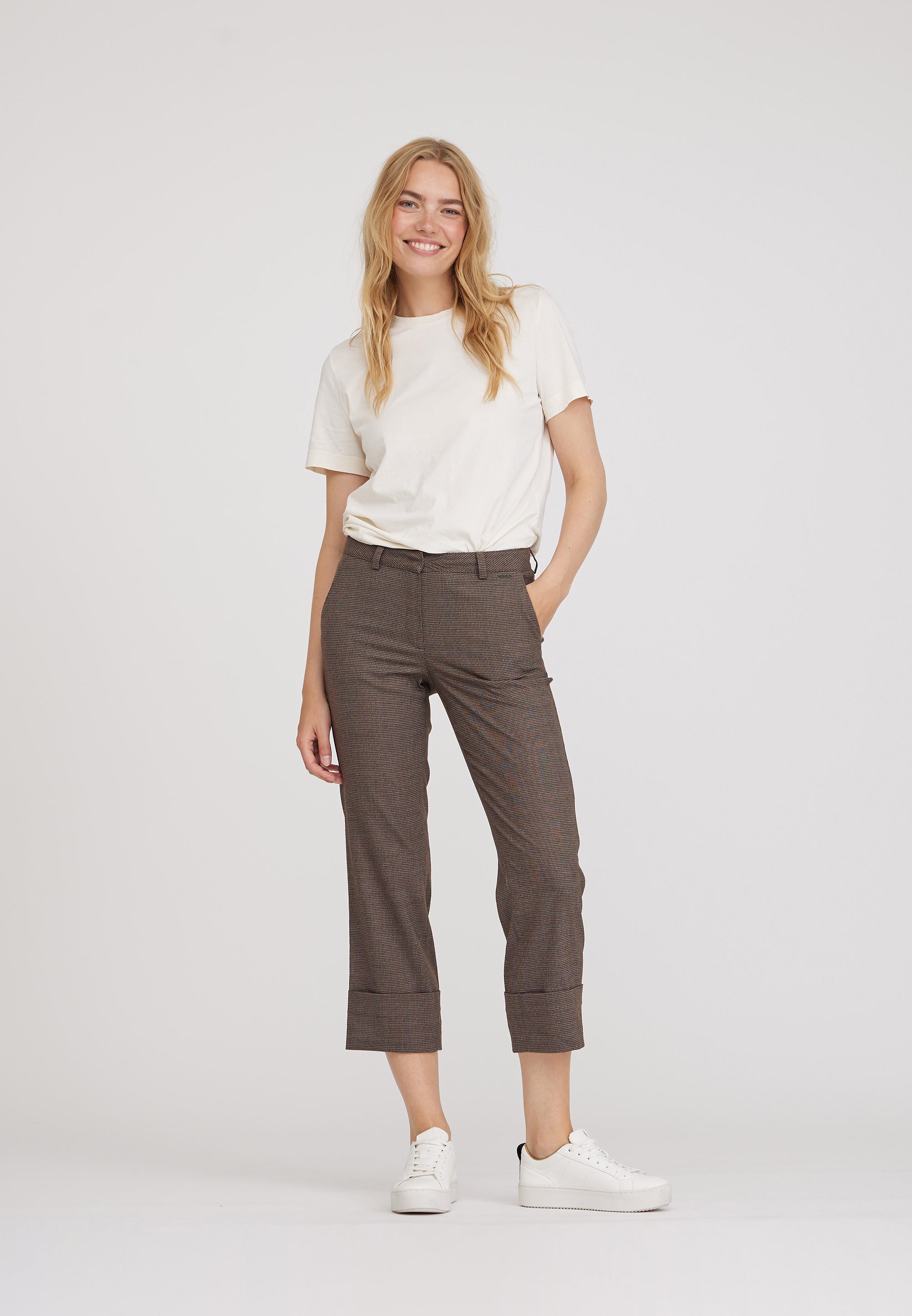 LAURIE Judy Turn-Up Straight Crop Straight 84300 Chocolate Chip H. Check