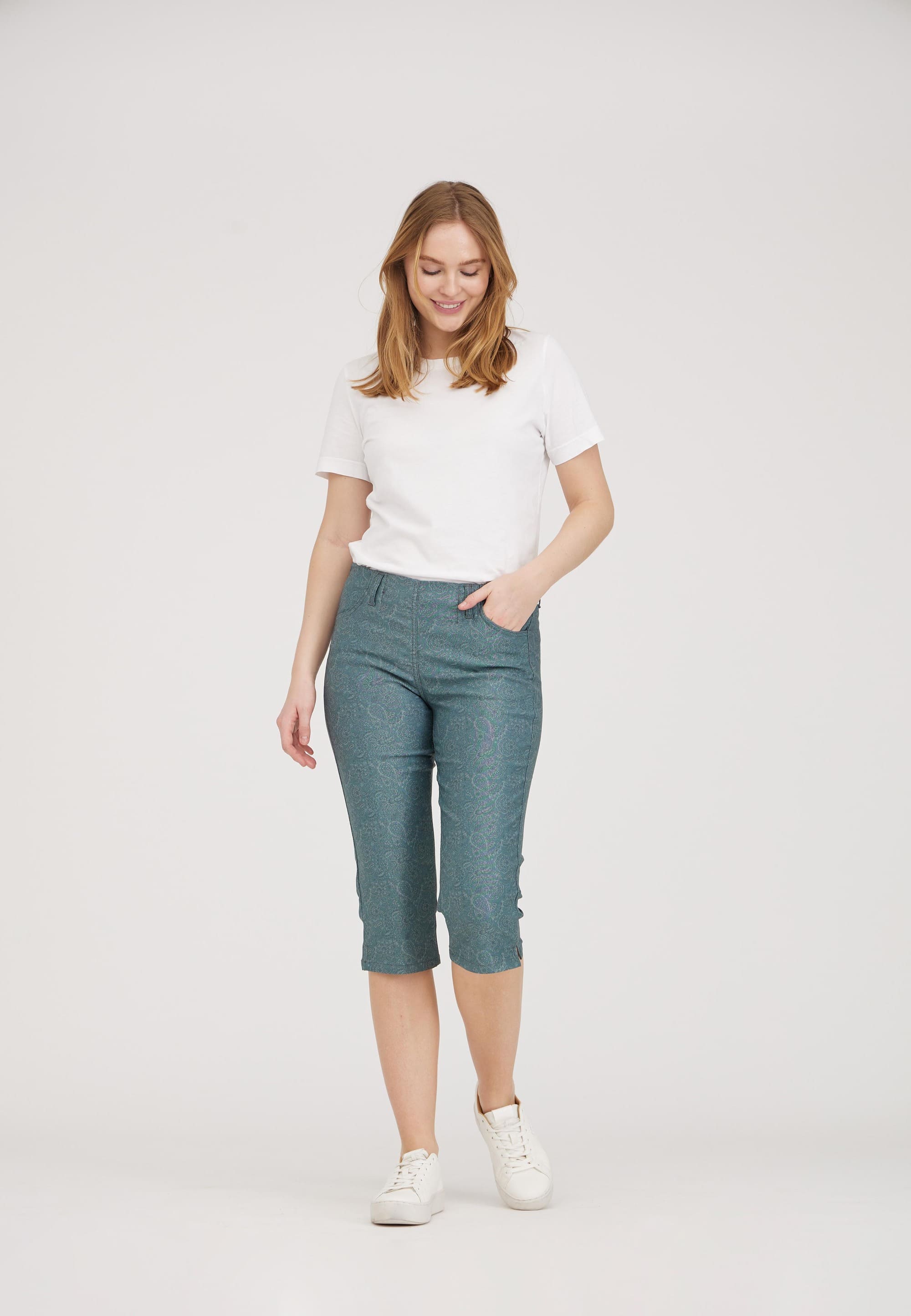 LAURIE Kelly Capri Short Length Regular 51015 Emerald Green Print