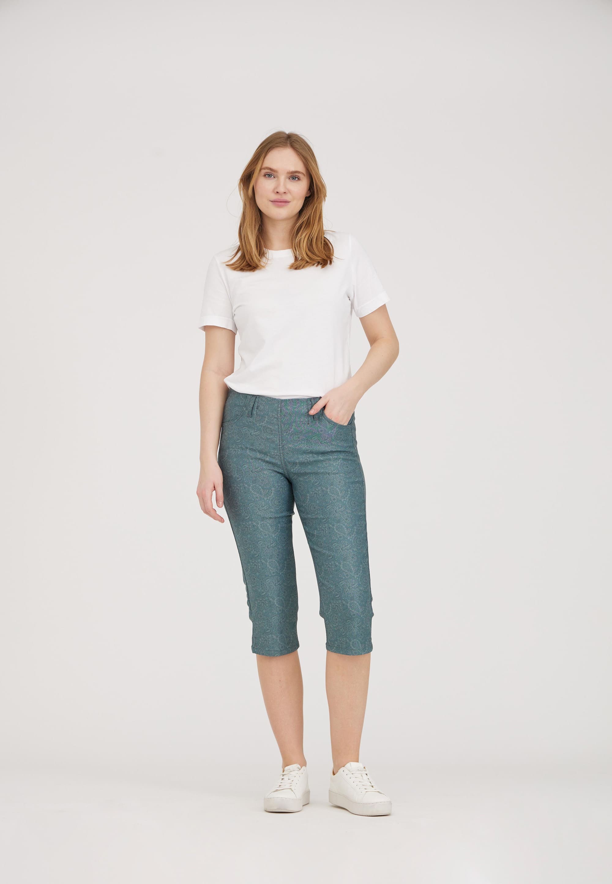 LAURIE Kelly Capri Short Length Regular 51015 Emerald Green Print
