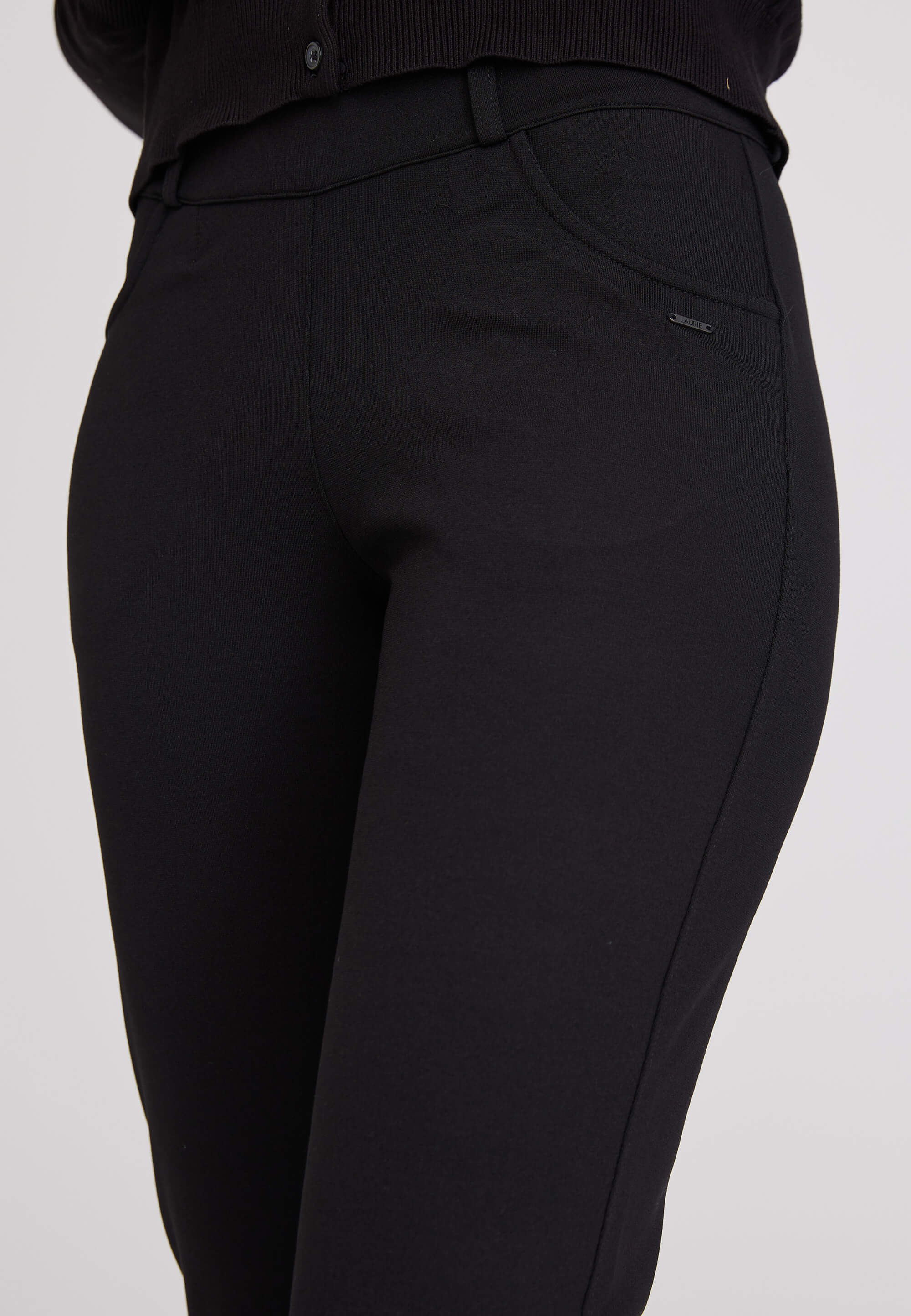 LAURIE  Kelly Regular Jersey - Medium Length Trousers REGULAR 99143 Black brushed