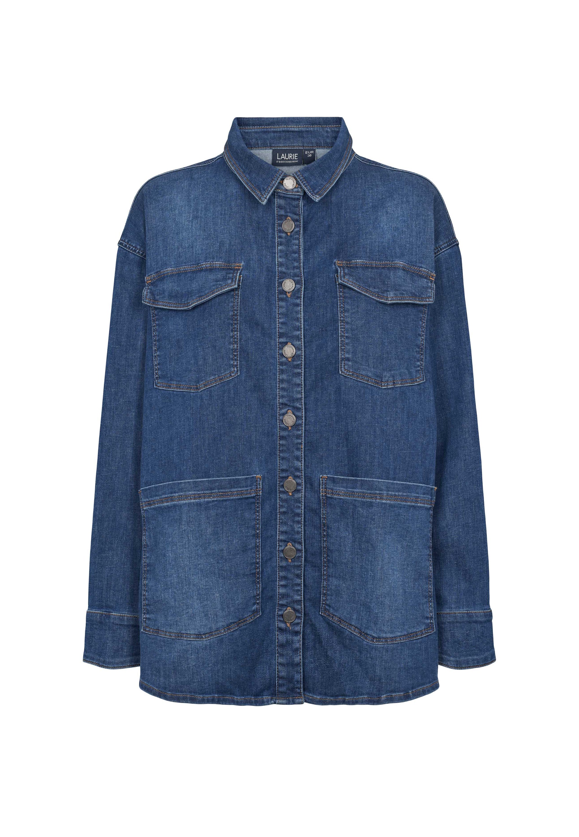 LAURIE Mille Shirt Jacket LS Jackets 49399 Washed Blue Denim