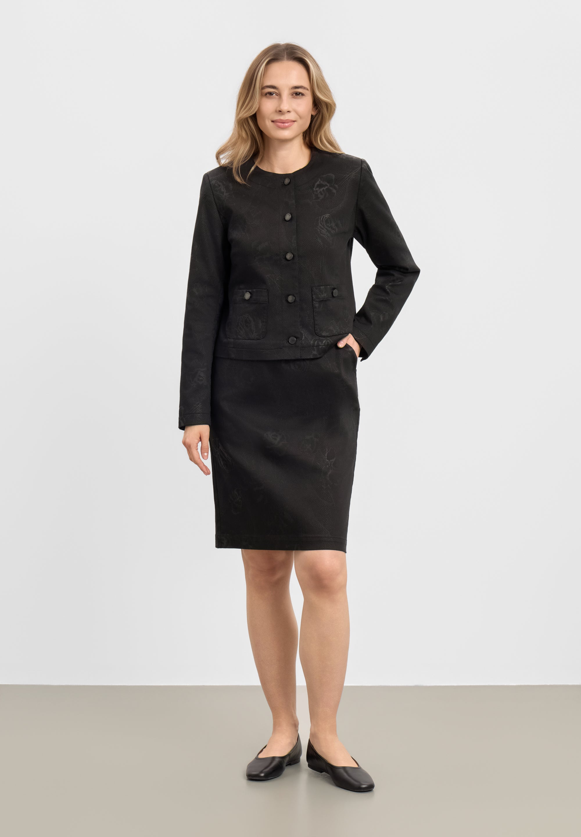 LAURIE Simone Skirt - 62 cm. Skirts 99142 Black Bloom Print